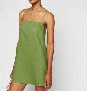 Reformation Stelle Green Linen Dress NWT